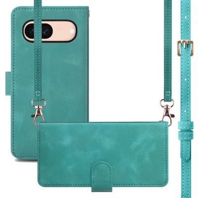 Abbildung von Google Pixel 8a Hülle Kunstleder iMoshion Klapphülle Handyhülle Türkis Kein Design