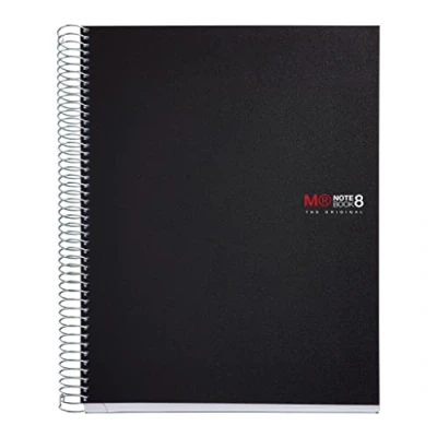 Abbildung von Miquelrius Notizbücher A4 The Original Notebook, 8 farbige Streifen, Undurchsichtiger Polypropylen Einband, Format (210 x 297 mm), 4 Loch Lochung, 200 Blatt mit 70 g/m², Raster 5 mm, Schwarz