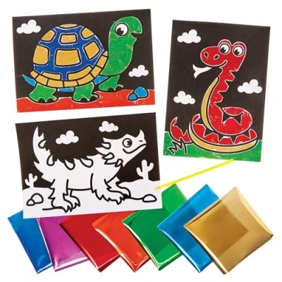 Abbildung von Baker Ross FN195 Reptilien Folienbilder Packung mit 10, Kunst und Kunsthandwerk Folienausmalbilder aus Bausätzen