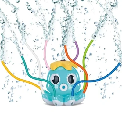 Abbildung von Tosekry Sprinkler Spielzeug ab 3 4 5 6 7 8 Jahre, Wasserspielzeug Kinder Outdoor Kinderspielzeug Jahre Rasensprenger Spiele für Kinder(Oktopus Blau)