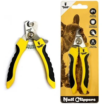 Abbildung von Thunderpaws Professionelle Krallenschere für Hunde mit Schutz, Sicherheitsschloss und Nagelfeile (Mittel bis Groß, Gelb)