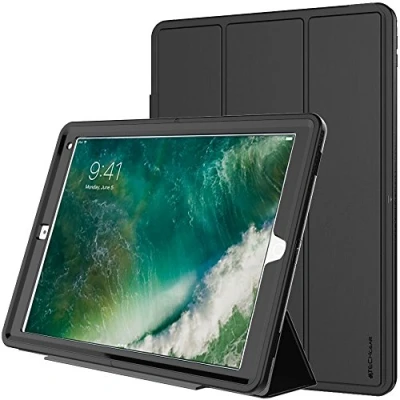 Abbildung von TECHGEAR D Fence Koffer für iPad Pro 12.9 Zoll 2015/2017 Schlanker, schlagfester, robuster Schutzanzug Rüstung Defence Smart Fall Kinder Schulen Builders Workman Schale Schwarz/Schwarz