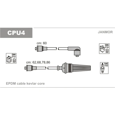 Abbildung von JANMOR CPU4 Zündkabelsatz PEUGEOT: 205 II Schrägheck, Cabrio