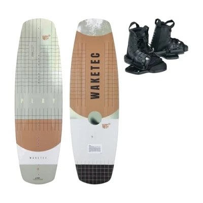 Abbildung von Waketec Wakeboard Set Play mit Moto Bindung, Package für Anfänger und Fortgeschrittene, 134 cm 139 cm, leicht zu Fahren, Körpergewicht 40 85 kg, Kinder Erwachsene Einsteiger