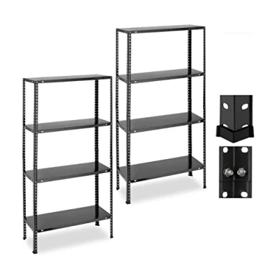 Abbildung von Relaxdays Schwerlastregal, 2er Set, Traglast 160 kg, 4 Ebenen, HBT 147,5x75,5x30,5 cm, Keller &amp; Garage, Metall, schwarz