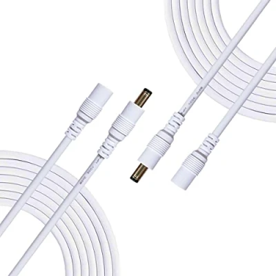 Abbildung von Liwinting 2pcs 1m/3.28Feet DC Verlängerungskabel 5.5 mm x 2.5 Anschlusskabel DC/Gleichstrom Verbinderkabel Verteiler Männlich zu Weiblich Verbinder für Netzteil, CCTV Kamera Weiß