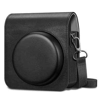 Abbildung von FINTIE Tasche für Fujifilm Instax Mini 99 Sofortbildkamera Premium Kunstleder Schutzhülle Reise Kameratasche Hülle Abdeckung mit abnehmbaren Einstellbar Riemen, Schwarz