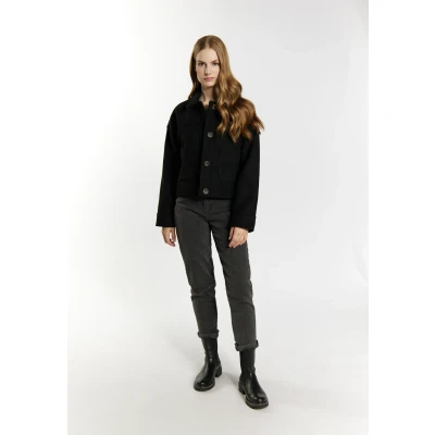 Abbildung von DREIMASTER Vintage Damen Übergangsjacke aus einer Wollmischung XS / Schwarz 77% Polyester 15% Wolle 5% Polyacryl 3% Viskose