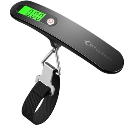 Abbildung von MYCARBON Digitale Kofferwaage Gepäckwaage Analog für Reisekoffer Küche Angeln 50KG / 110 lb Hängewaage Digitalwaage Fischwaage (Schwarz3)