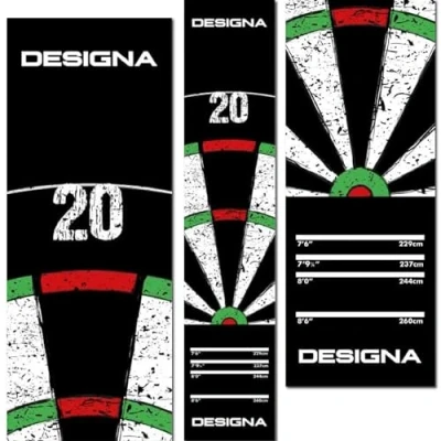 Abbildung von Designa Darts MAT43 rutschfeste Teppich Dartmatte, Doppel Top, 290 cm x 60