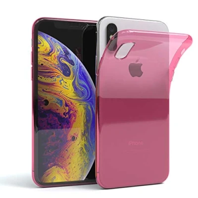 Abbildung von EAZY CASE Hülle kompatibel mit iPhone X/XS Schutzhülle Silikon, Ultra dünn, Slimcover, Handyhülle, Silikonhülle, Backcover, Durchsichtig, Klar Pink