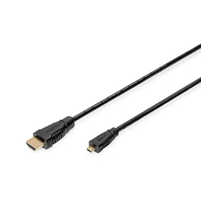 Abbildung von DIGITUS HDMI High Speed Anschlusskabel, Typ A St/St 1.0m mit Ethernetkanal Full HD 1080p/60Hz kompatibel TV/Beamer/Monitor vergoldete Kontakte Schwarz