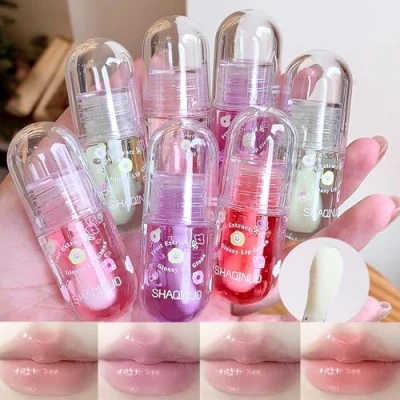 Abbildung von 3 Pcs Hydrating Lip Oil Set, Cute Fruit Flavored Plumping Oil, Long Lasting Glow Balm Care, Transparent Moisturizing Gloss for Kids and Teens, Kid Friendly, Party Gift