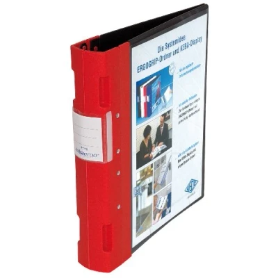 Abbildung von Wedo 5818002 Ordner Ergogrip Präsentationsordner (A4, 4 Ringmechanik, Kunststoff, 31,3 x 5,6 28,0 cm) schwarz/rot