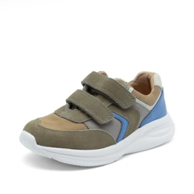 Abbildung von Bisgaard Kinder Sneaker Klettschuhe Yuki Grün Grau Blau Leder &amp; Textil, Größe:31, Farbauswahl:grün Kombi