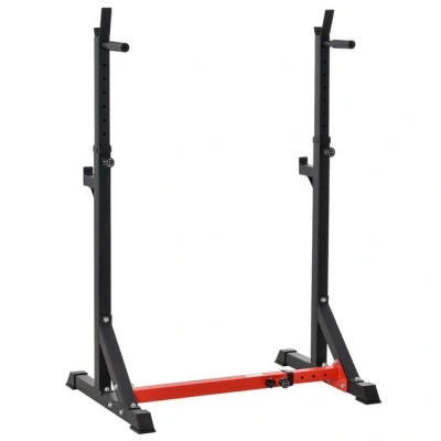 Abbildung von HOMCOM Hantelbank Hantelständer, Höhenverstellbare Langhantelablage, (Hantelablage, 1 tlg., Langhantelhalter), bis 150 kg, Stahl, Rot+Schwarz
