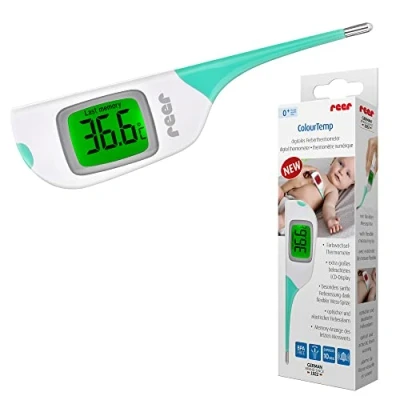 Abbildung von Reer Digitales Fieberthermometer ColourTemp für Babys mit großem Display und farbigem Fieber Warner, 1 Stück (1er Pack)