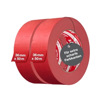 Abbildung von Kip Tape 3301 ultra Sharp Abklebeband im Doppelpack Professionelles Malerkreppband scharfe Kanten beim Streichen &amp; Lackieren, 36mm x 50m