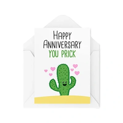 Abbildung von Tongue in Peach Lustige Jahrestagskarten für Ehemann, Happy Anniversary You Prick Karte, Freund, Freundin, Verlobte, beste Freunde, Witz, Spaß, CBH269