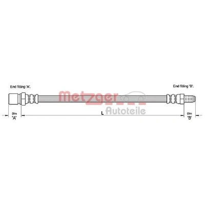 Abbildung von METZGER 4111112 Bremsschläuche 471 FIAT: Ducato II Pritsche/Fahrgestell, Kastenwagen, Bus, PEUGEOT: Boxer Bus