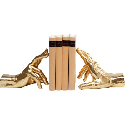 Abbildung von Kare Design Buchstütze Holding Fingers (2/Set), Gold, Deko Objekt, Buchhalter, zwei Hände, 21x14x16 cm (H/B/T)