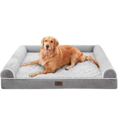 Abbildung von WESTERN HOME Hundebett Grosse Hunde Hundekörbchen Mittelgroße Hunde, Orthopädisches Abwaschbar Mit Rand Grau L 71 x B 58 H 16.5 cm