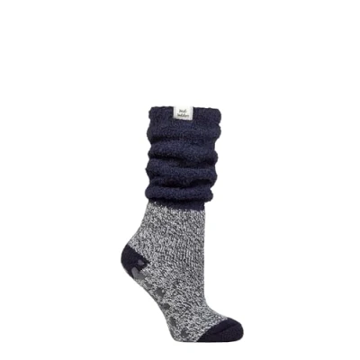 Abbildung von HEAT HOLDERS Damen Lounge kuschelige Schoppersocken Packung mit 1 (DE/NL/SE/PL, Numerisch, 37, 42, Regular, Hydra Marine/Elfenbein)