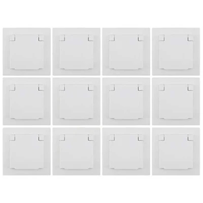 Abbildung von MC POWER 12er Set Schutzkontakt Steckdosen IP44 FLAIR 250V /16A, UP, Klappdeckel, weiß, matt