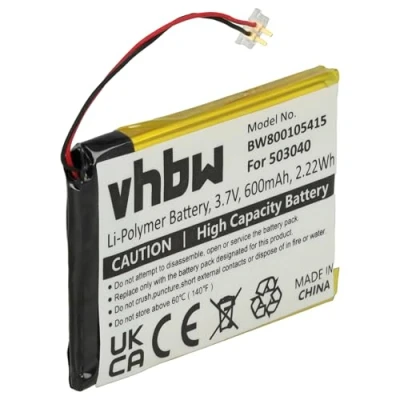 Abbildung von vhbw 1x Akku kompatibel mit Samsung YP K5, K5J MP3 Player Musik (600 mAh, 3,7 V, Li Ion) Ersatz für 503040
