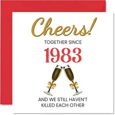 Abbildung von Lustige Rubin Jubiläumskarte für Ehemann und Ehefrau zusammen seit 1983 Karten zum 40. Hochzeitstag den Partner, „I Love You“ Geschenke, 145 mm große Grußkarten vierzigsten Jahrestag