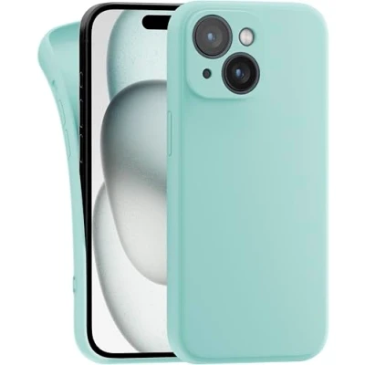 Abbildung von MyGadget Hülle Kompatibel mit iPhone 15 Plus robuste Silikon Schutzhülle TPU Case Slim Silikonhülle Back Cover Kratzfest Handyhülle Matt Mintgrün