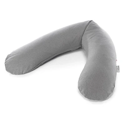 Abbildung von Theraline Ersatzbezug für Das Original Schwangerschaftskissen &amp; Stillkissen, Stillkissen Bezug 190 cm, Jersey aus 100% Baumwolle, Farbe: Melange Mittelgrau