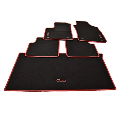 Abbildung von Velours Fußmatten und Kofferraum Set geeignet für FIAT 500 C Cabrio ab Bj 2013 rot