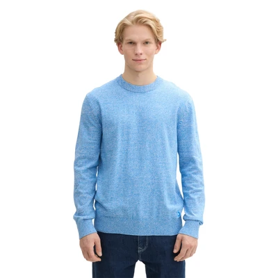 Abbildung von TOM TAILOR Denim Herren 1038260 Strickpullover mit Struktur aus Baumwolle, 32245 washed Out Middle Blue, XXL