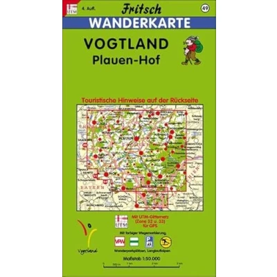 Abbildung von Fritsch Karten, Nr.49, Vogtland, Plauen, Hof: Wanderkarte. Mit tourist. Hinweisen, farb. Wegemarkierung, Wanderparkplätzen, u. Radwanderwegen (Fritsch Wanderkarten 1:50000)