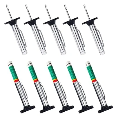 Abbildung von GODESON reifen Profiltiefenmesser, 6 seitiger intelligenter farbcodierter profiltiefe messen, Reifentiefenmessgerät in 25 mm/32 inch(10 Stück)