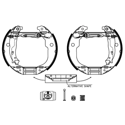 Abbildung von TEXTAR Shoe Kit Pro 84067201 Bremsensatz, Trommelbremse mit Radbremszylinder, Stellelement PEUGEOT: 207 Schrägheck, SW, 208 I Schrägheck