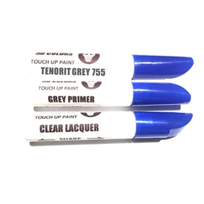 Abbildung von SD COLORS 12 ml Touch Up Farbe, Klarlack und Grundierung mit Pinsel TENORIT Grey (755) Kompatibel Mercedes Kratzer, Chips Lackreparatur