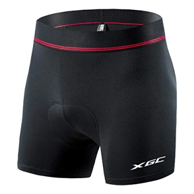 Abbildung von Herren Radunterhose Radsportshorts Fahrradhosen mit elastische atmungsaktive 4D Gel Sitzpolster Einer hohen Dichte (Black, XXL)