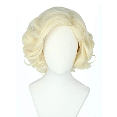 Abbildung von Topcosplay Damen Blond Perücke Synthetische Kurz Lockig Perücken Halloween Karneval Cosplay Kostüme mit Pony