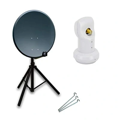 Abbildung von Premium X Camping Satelliten Komplettanlage 60cm Satellitenschüssel Aluminium SAT Single LNB Dreibein Stativ