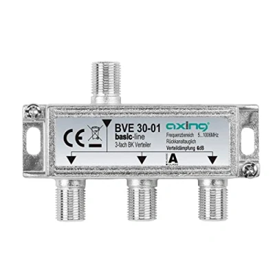 Abbildung von Axing BVE 30 01 3 Fach BK Verteiler (5 1000 MHz) für Kabelfernsehen und DVB T2 HD, F Anschlüsse