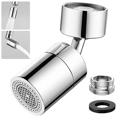 Abbildung von HATANSE Wasserhahn Aufsatz Schwenkbar 360 Drehbarer Anschluss Verlängerung mit 2 Sprühfunktion, 22mm und 24mm Gewinde Luftsprudler für Küchen Bad