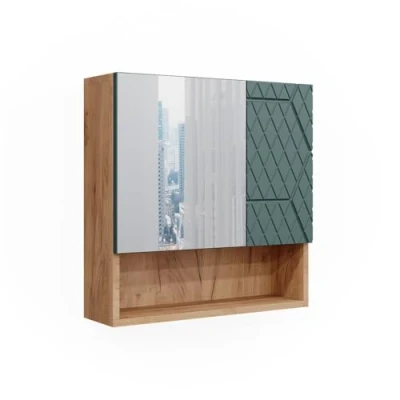 Abbildung von Vicco Badezimmerspiegelschrank Irma, Goldkraft Eiche/Grün, 54 x 55 cm