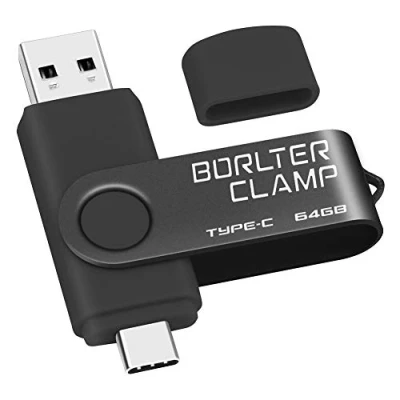 Abbildung von Type C USB Stick 64GB, BorlterClamp 2 in 1 OTG Speicherstick 3.0 Doppelanschluss Flash Laufwerk für Android Smartphone Samsung S10/S9/S8, Huawei, Tablets und Computer (Schwarz)