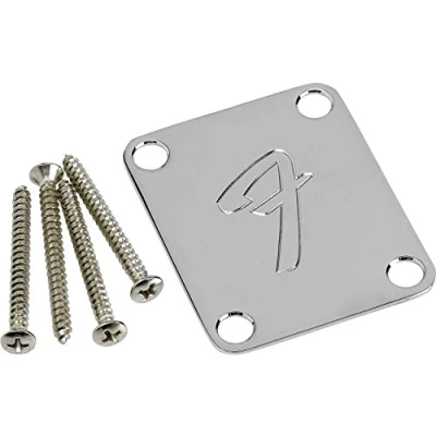 Abbildung von Fender 4 Loch Halsplatte im Vintage Stil &quot;F“ (Chrom)