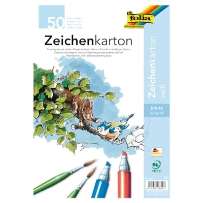 Abbildung von Folia Zeichenkartonblock, DIN A4, 50 Blatt, Grammatur 200 g/m²