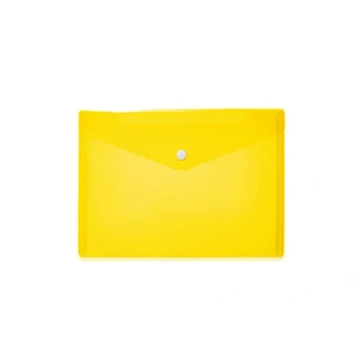 Abbildung von HERMA 20052 Dokumententasche A5 transparent gelb, kleiner Sichttaschen Umschlag mit Druckknopf, Briefumschlag aus Plastik für Schule, Uni, Büro, Reise