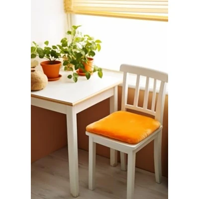 Abbildung von Lammfell Sitzkissen 40 x cm Orange