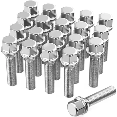 Abbildung von 20 Verlängerte Radschrauben Radbolzen für Spurverbreiterungen I M14x1,5x45mm Kegelbund SW 17mm Kompatibel mit Audi Volkswagen AFTERMARKET RÄDER (Chrom)